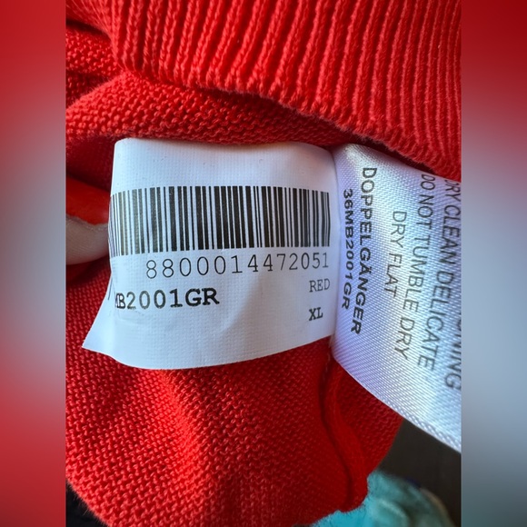 Doppelgänger Roma 100% Cotton Men's Bold Red/Orange Salmon Crewneck Sweater  XL - Picture 8 of 8